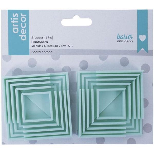 Artis Decor -   Juego de 4 cantoneras mint para cartonaje 1,5-2- 2,5 y 3mm.