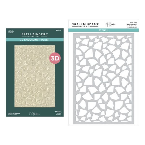 Spellbinders - Born to Sparkle 3D Embossing Folder and Stencil Bundle