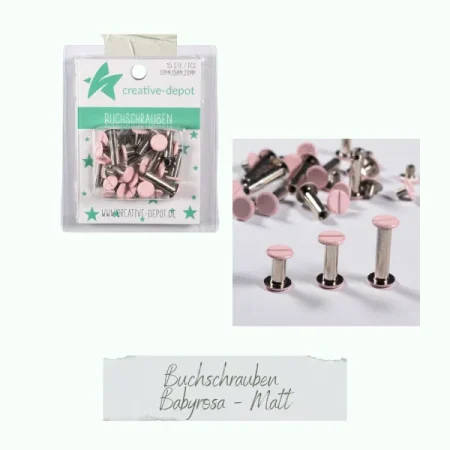Creative Depot - Tornillos para libros - Rosa bebé - Mate