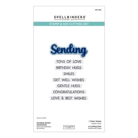 Spellbinders - Juego de sellos y troqueles transparentes  Enviando sonrisas y sentimientos                                    mientos" (SDS-202)