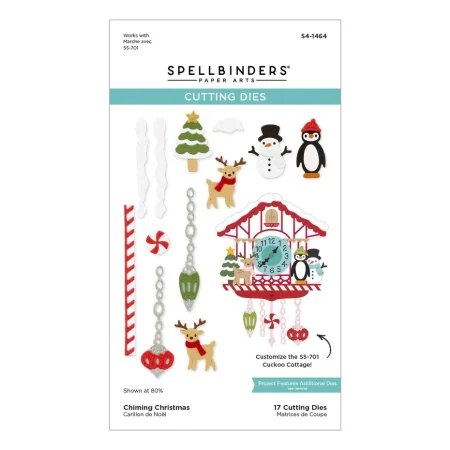 Spellbinders - Troqueles grabados de Cuckoo Cottage con campanadas navideñas