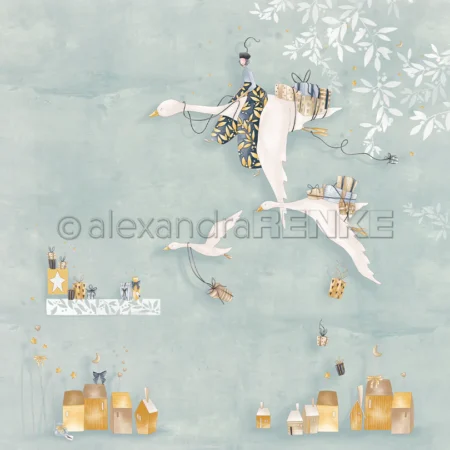 alexandra RENKE - Papel de diseño 'Figuras navideñas Airmail' 200 g/m²