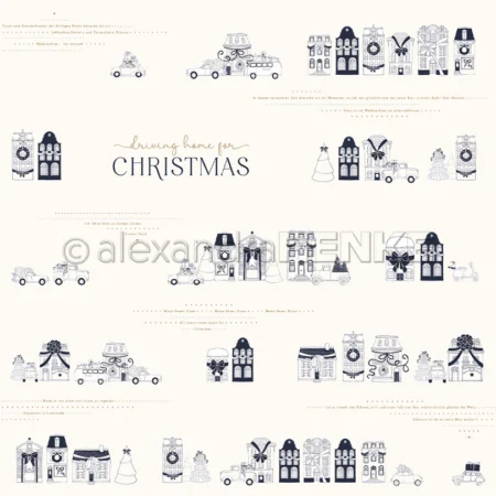 alexandra RENKE - Papel de diseño 'Escenas de hileras de casas sobre fondo crema' 200 g/m²