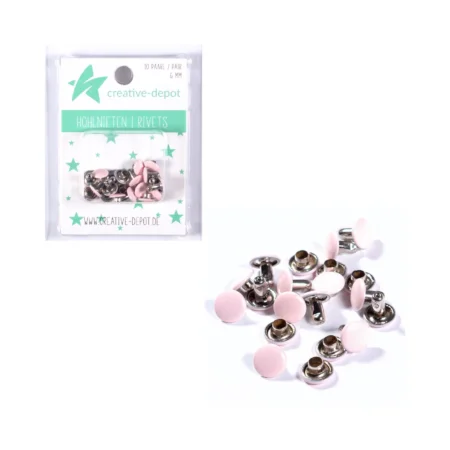 Creative Depot - Remaches huecos dobles - Baby rosa