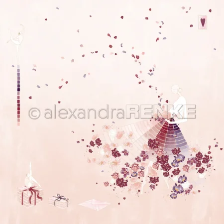 alexandra RENKE - Papel decorativo 'Figura de letra floral rosa antigua' 200 g/m²