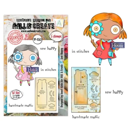 All and Create - Petals & Ink A7 Stamp Set Sew Happy