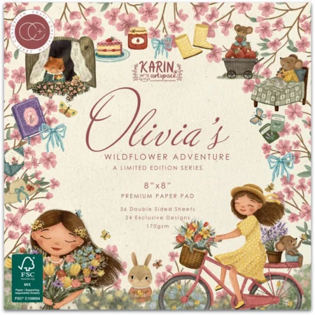 Craft Consortium - Bloc de papel premium de 8x8 pulgadas "Las aventuras de las flores silvestres de Olivia