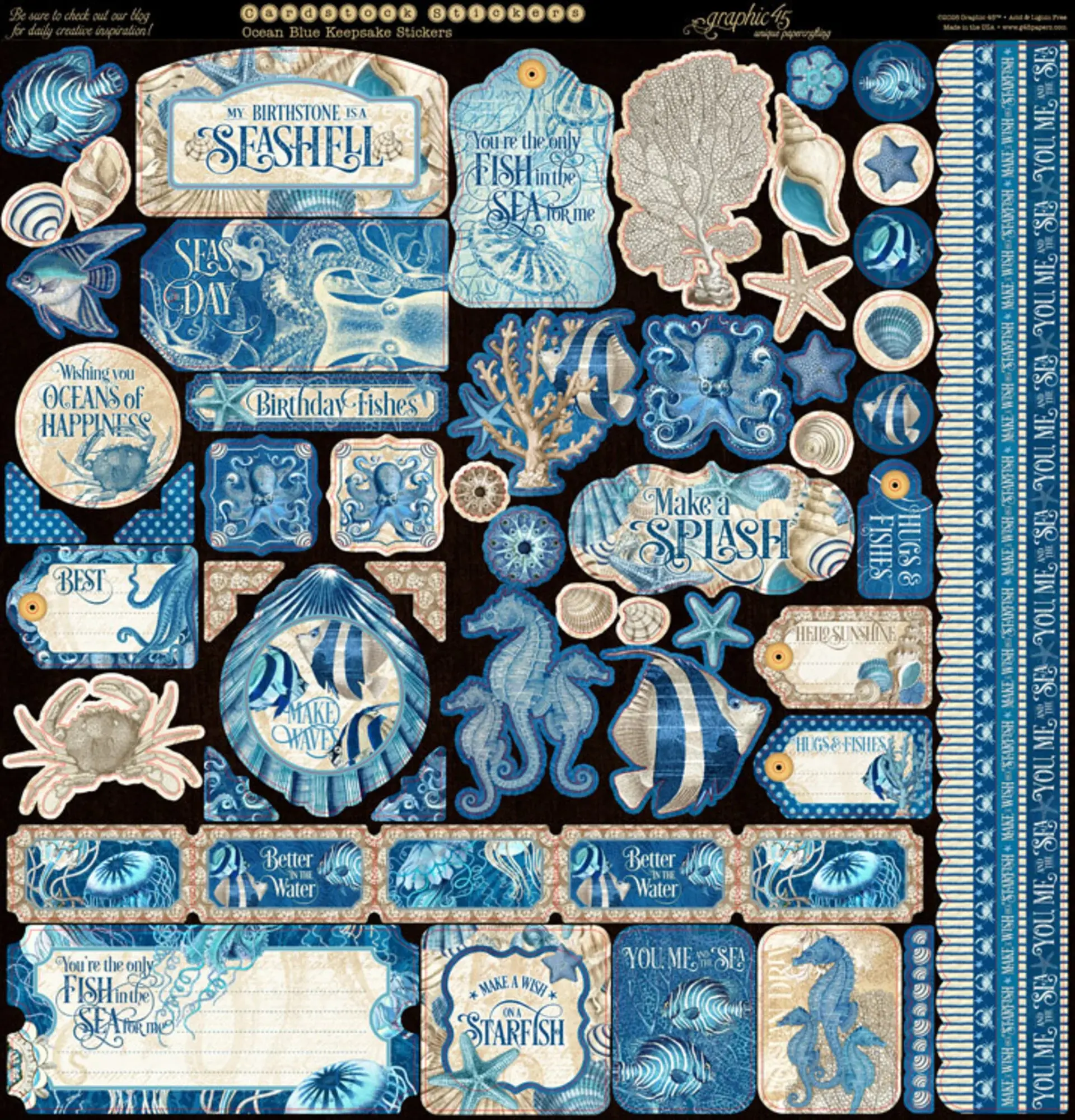 Graphic 45 - Ocean Blue Keepsake Kit with Exclusive Metal Die-Set - Imagen 3
