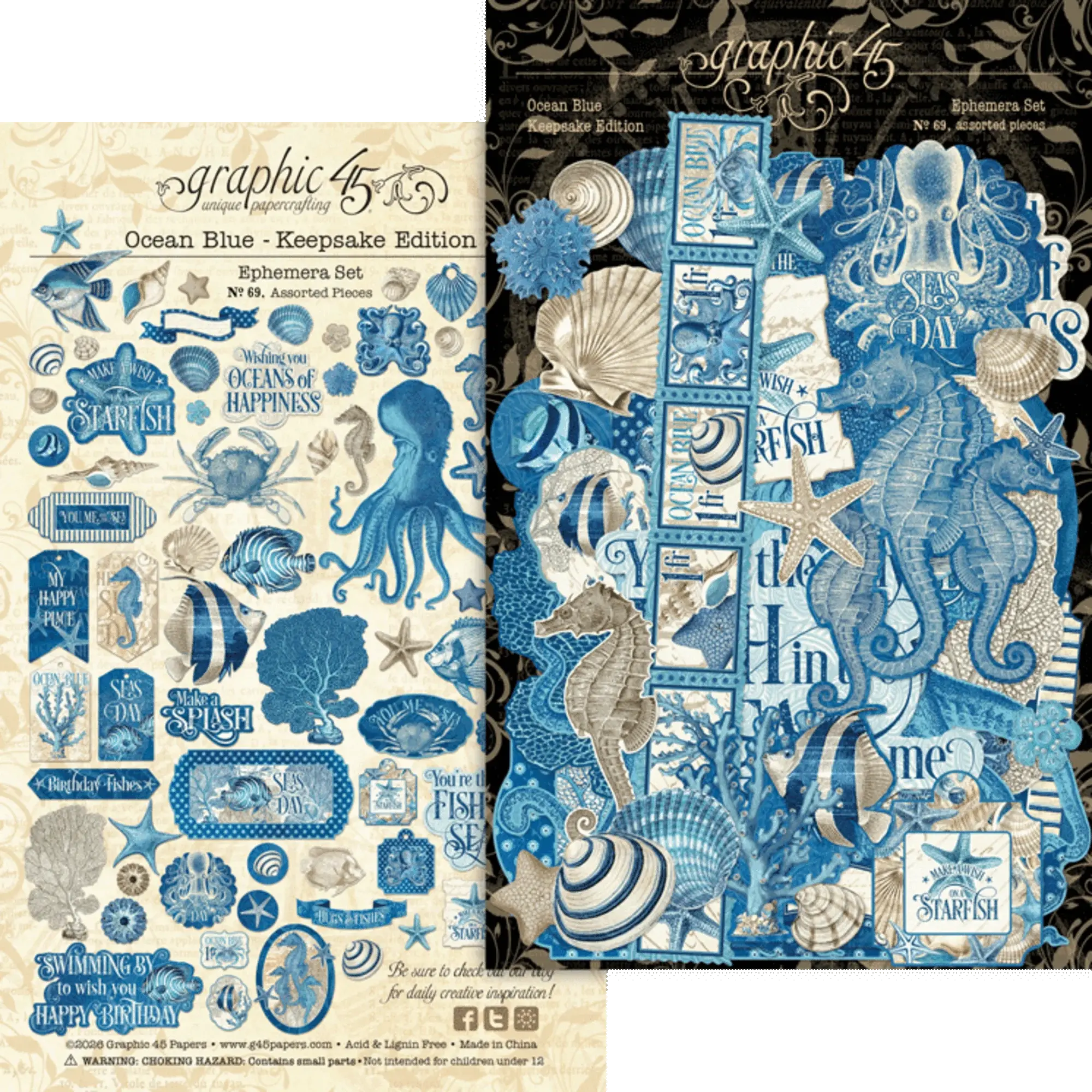 Graphic 45 - Ocean Blue Keepsake Kit with Exclusive Metal Die-Set - Imagen 4