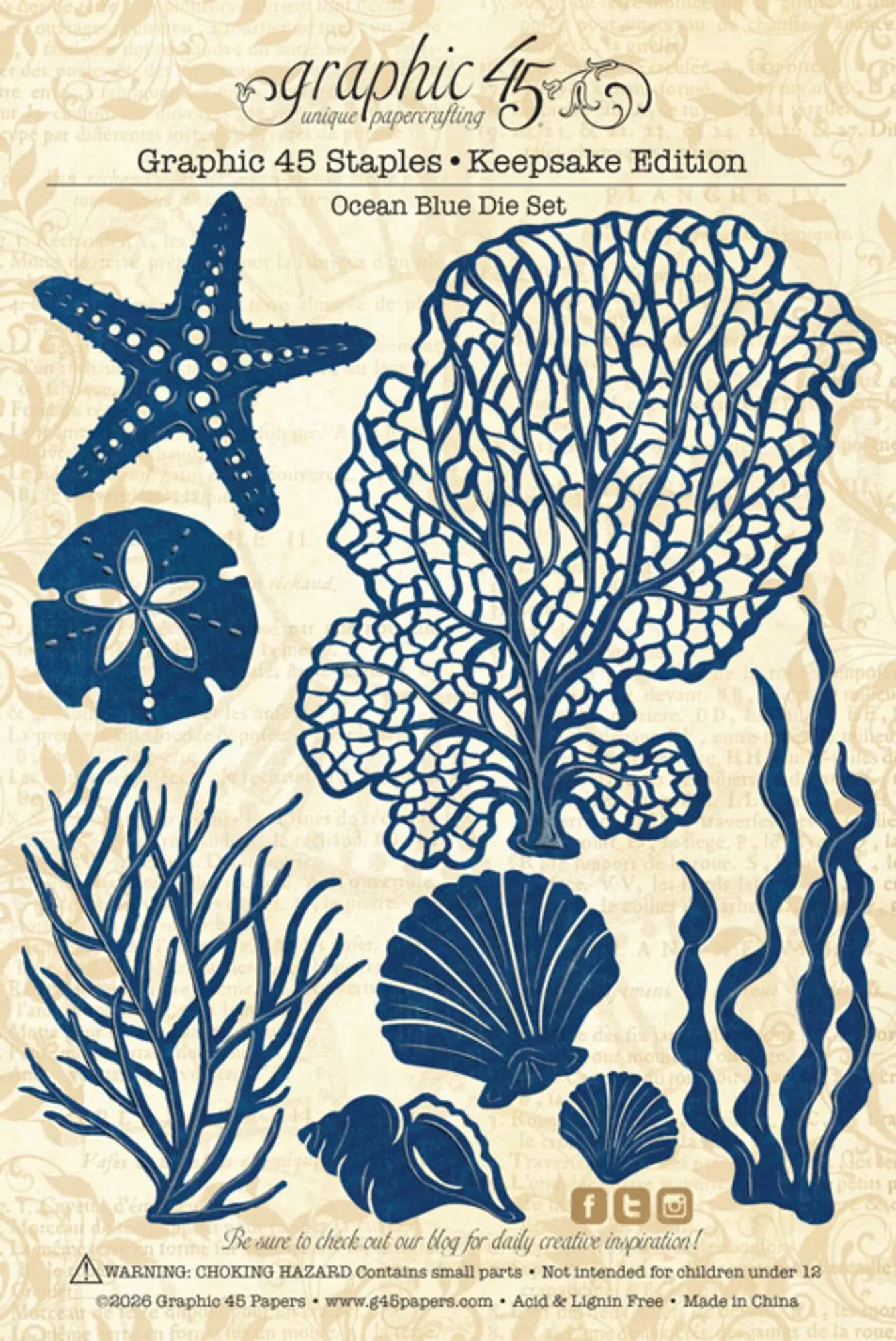 Graphic 45 - Ocean Blue Keepsake Kit with Exclusive Metal Die-Set - Imagen 5