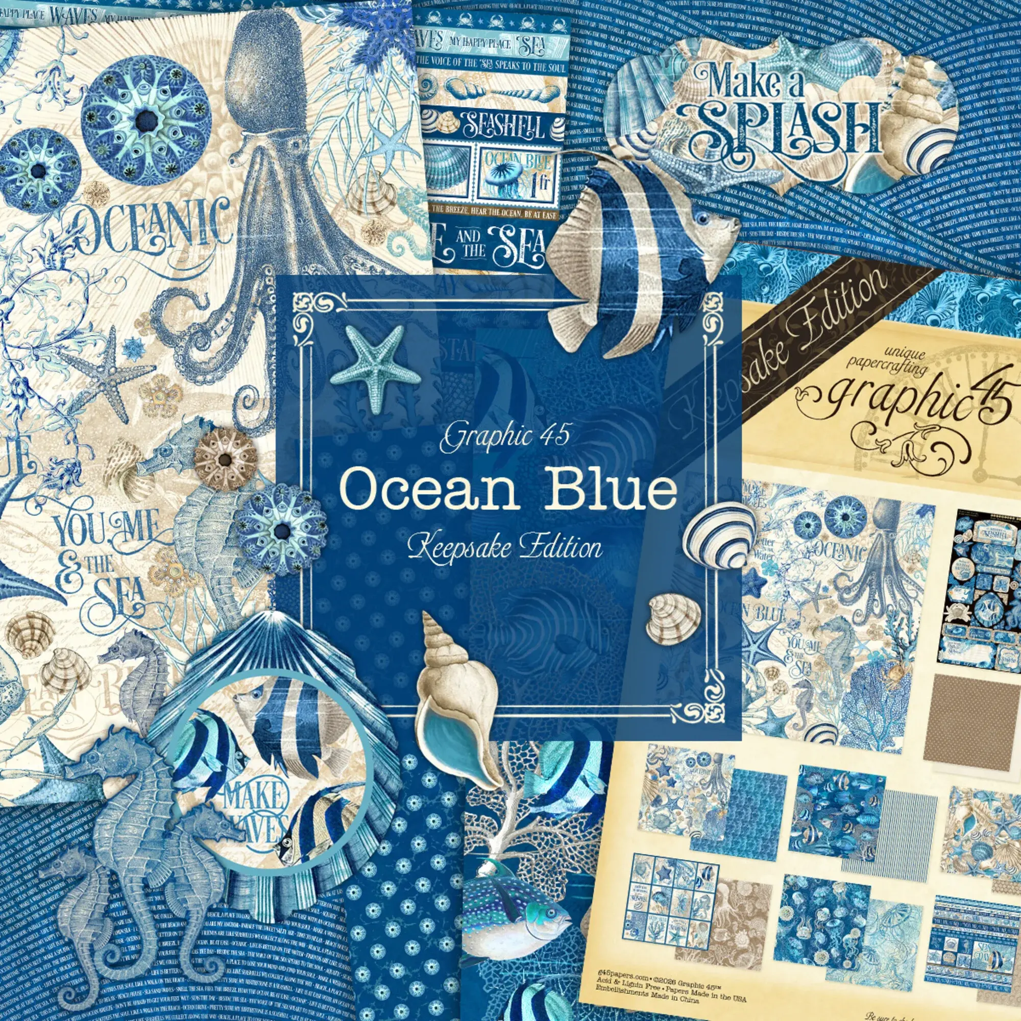 Graphic 45 - Ocean Blue Keepsake Kit with Exclusive Metal Die-Set - Imagen 6