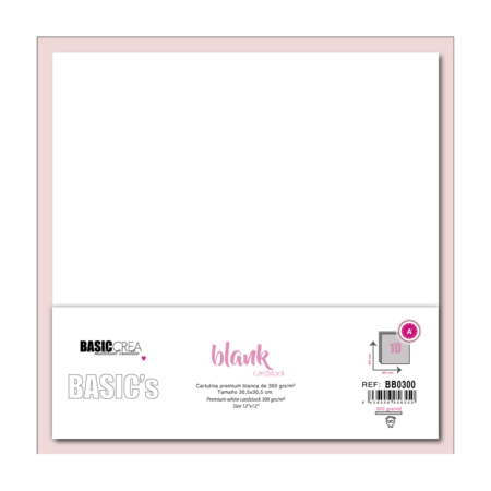 Basiccrea - Cartulina Blanca 300grs 30,5x30,5cm