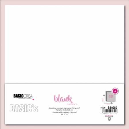 Basiccrea - Cartulina Blanca 250grs 30,5x30,5cm