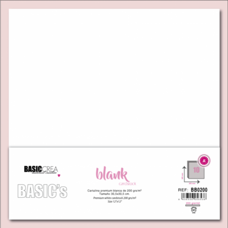 Basiccrea - Cartulina Blanca 200grs 30,5x30,5cm