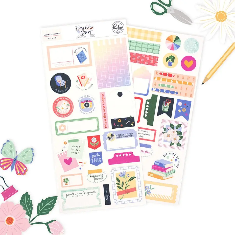 Pinkfresh Studio - Fresh Start Cardstock Stickers by Kaitlin Sheaffer
