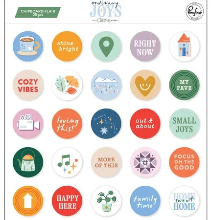 Pinkfresh Studio - Ordinary Joys Chipboard Flair by Geralyn Sy