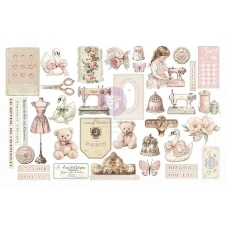 Prima Marketing - Buttons & Keepsakes Ephemera Stitched Clippings (76pcs) by Frank Garcia