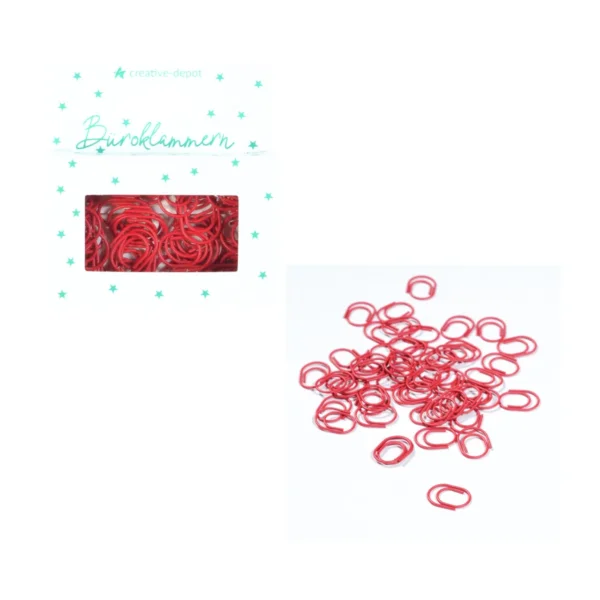 Creative Depot -  Clips de papel ovalados - Rojo Navidad - Acabado mate - 50 unidades