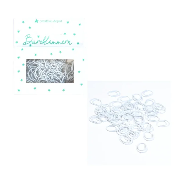 Creative Depot -  Clips de papel ovalados - Blancos - Acabado mate - 50 unidades