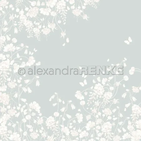 alexandra RENKE - Papel para encuadernación 'Floral Harmony on Blue' 120 g/m²