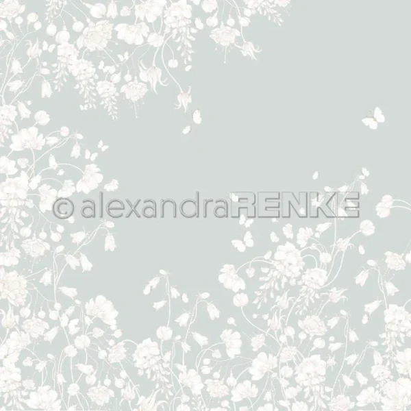 alexandra RENKE - Papel para encuadernación 'Floral Harmony on Blue' 120 g/m²