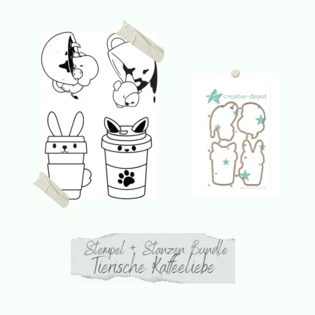 Creative Depot - Set de sellos y troqueles Amor por el café animal