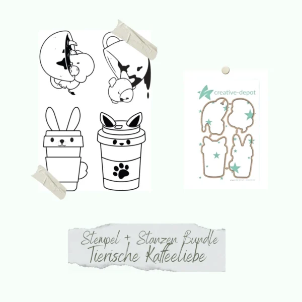 Creative Depot - Set de sellos y troqueles Amor por el café animal