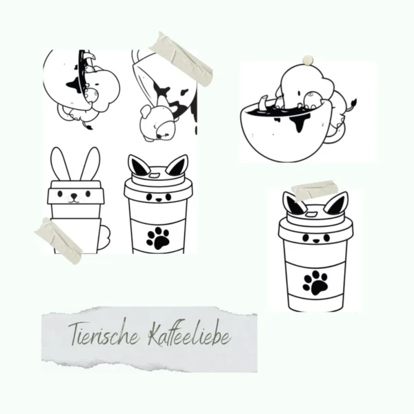 Creative Depot - Set de sellos  Amor por el café animal