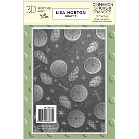 Lisa Horton Crafts - Carpeta de relieve 3D  con diseño de palitos de canela y naranjas