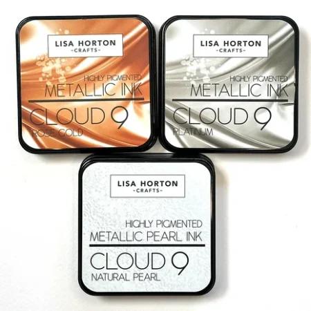 Lisa Horton Crafts - Cloud 9 Metallic Ink - Alchemist Ink Pad Trio Natural Pearl/Platinum/Rose Gold