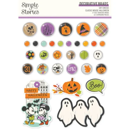 Simple Stories - Say Cheese Classic Mouse Halloween Decorative Brads
