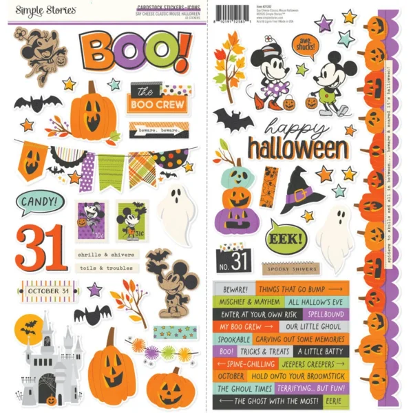 Simple Stories - Say Cheese Classic Mouse Halloween Cardstock Stickers Icons