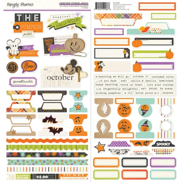 Simple Stories - Say Cheese Classic Mouse Halloween Cardstock Stickers Basics