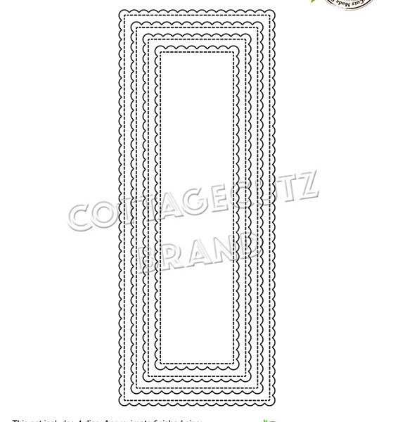 Cottage Cutz - Troquel Scalloped Stitched Rectangle Slimline