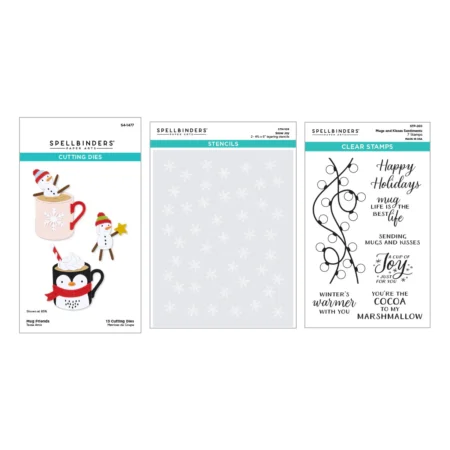 Spellbinders - Paquete de troqueles, sellos y plantillas Merry Mugs and Kisses
