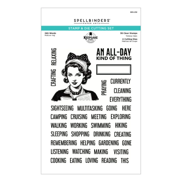 Spellbinders - Set de sellos y troqueles con la palabra ING de Esther Glas