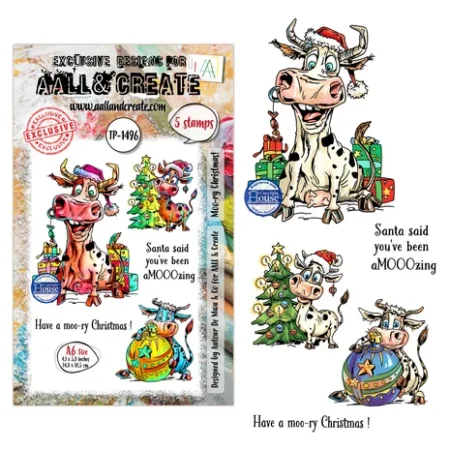 Aall and Create - Festive Friends A6 Stamp Sets Moo-ry Christmas! by Autour De Mwa & Co