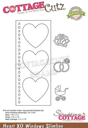 Cottage Cutz - Troquel Heart XO Windows Slimline