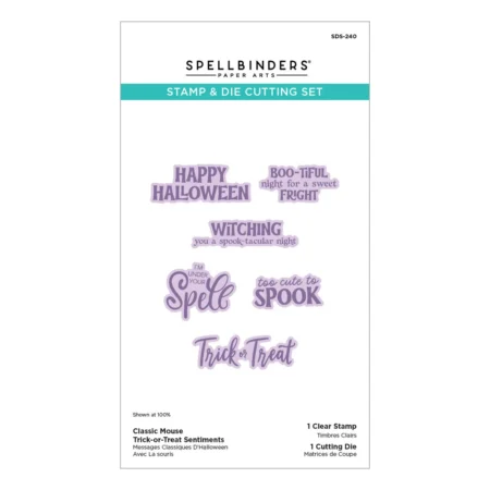 Spellbinders - Classic Mouse Trick-or-Treat Sentiments Stamp & Die Set