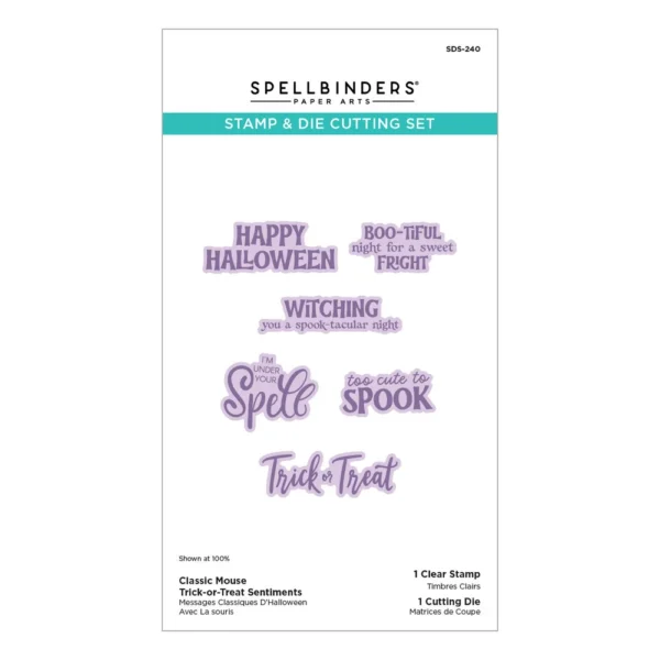 Spellbinders - Classic Mouse Trick-or-Treat Sentiments Stamp & Die Set