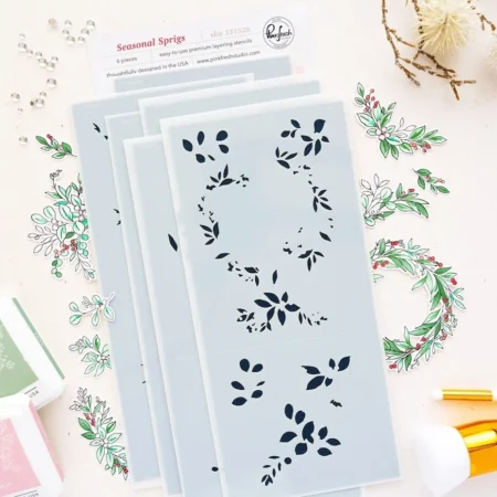 Pinkfresh Studio - season of Wonder Stencil Seasonal Sprigs by Dawn Woleslagle