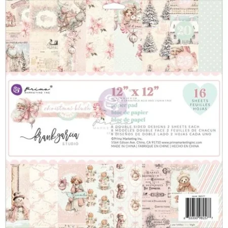 Prima Marketing - Bloc de papel Christmas Blush de 12x12 pulgadas de Frank Garcia