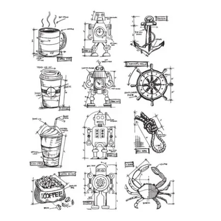 Stampers Anonymous – Mini Blueprints 9 Tim Holtz Cling Stamps