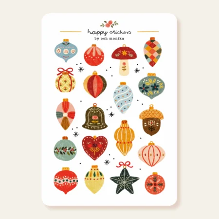 Och Monika Stickers - Hoja de pegatinas - Christmas Baubles
