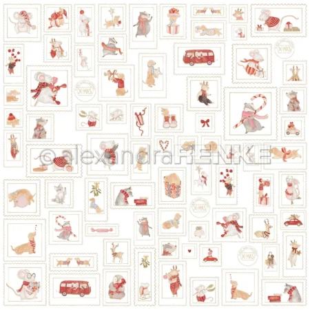 alexandra RENKE - Papel de diseño Sellos de ratones navideños