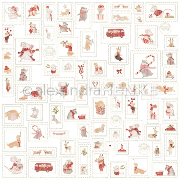 alexandra RENKE - Papel de diseño Sellos de ratones navideños