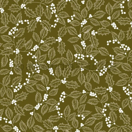 alexandra RENKE - Papel de diseño Acebo sobre fondo verde