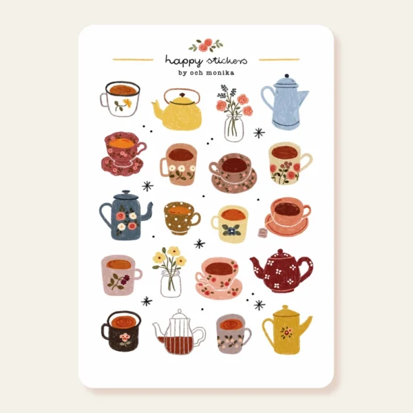 Och Monika Stickers - Hoja de pegatinas - Tacitas de té