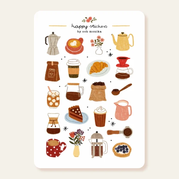 Och Monika Stickers - Hoja de pegatinas - Coffee Time