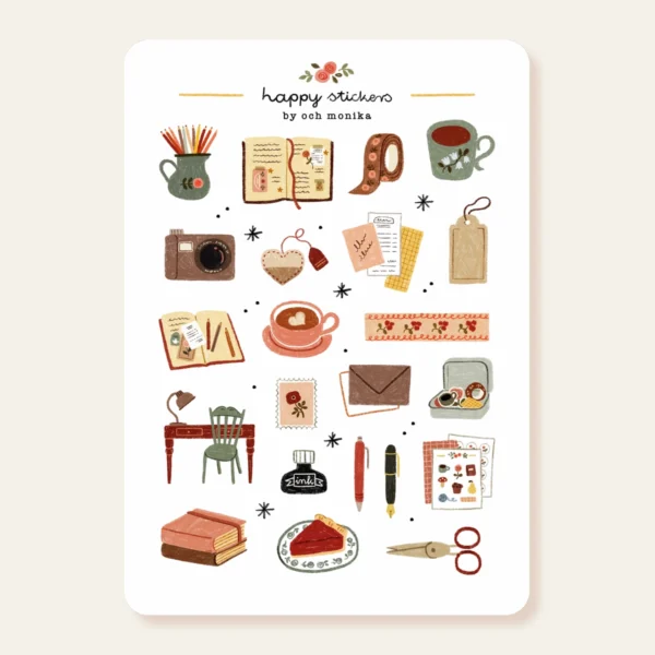 Och Monika Stickers - Hoja de pegatinas - Cozy Journaling